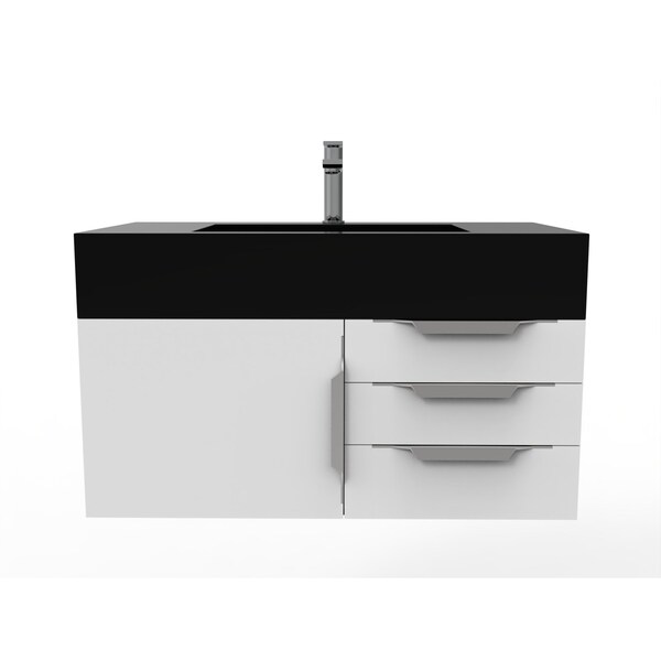 Castello Usa Nile 36" Wall Mounted Vanity With Black Top And Brushed Nickel Handles CB-MC-36W-BN-2053-BL - main